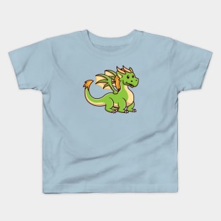 Cute Teenager Green Dragon Cartoon Kids T-Shirt
